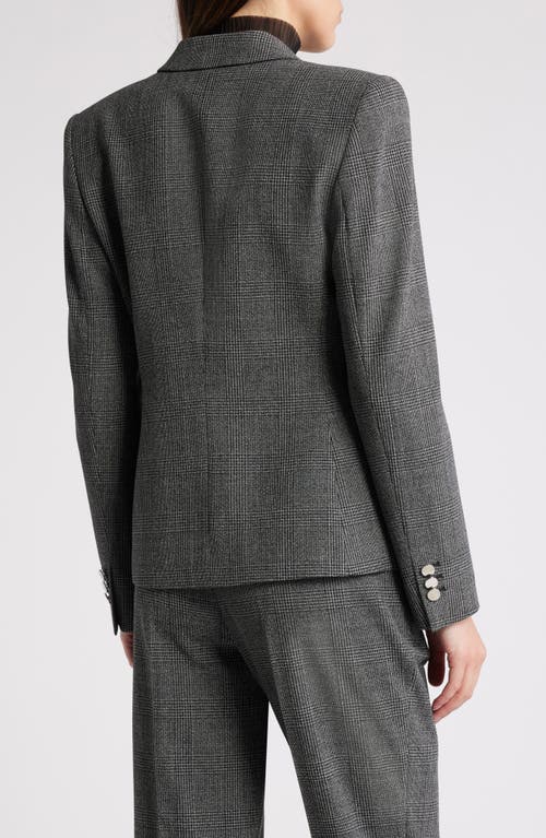 Shop Hugo Boss Boss Jarinara Wrap Front One-button Blazer In Charcoal Plaid