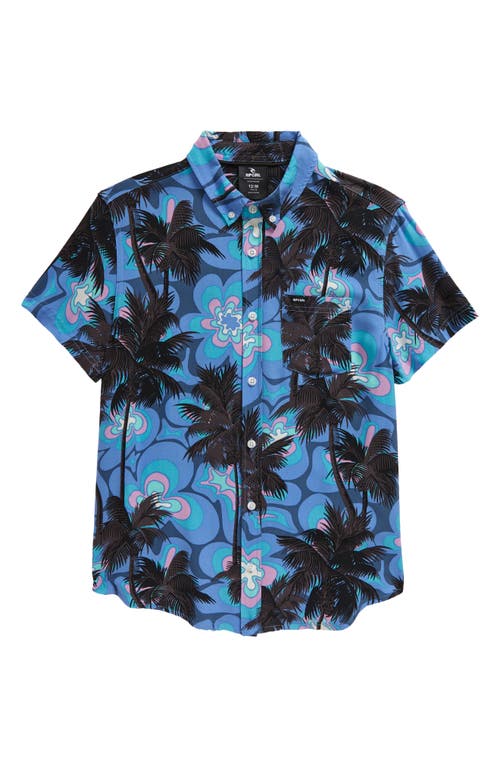 Rip Curl Kids' Barrel Killa Short Sleeve Button-Down Shirt in Blue Yonder at Nordstrom, Size 8Y