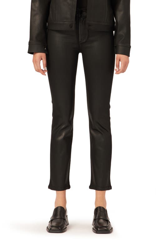 DL1961 Mara Instasculpt Mid Rise Ankle Straight Leg Jeans Black Coated at Nordstrom,