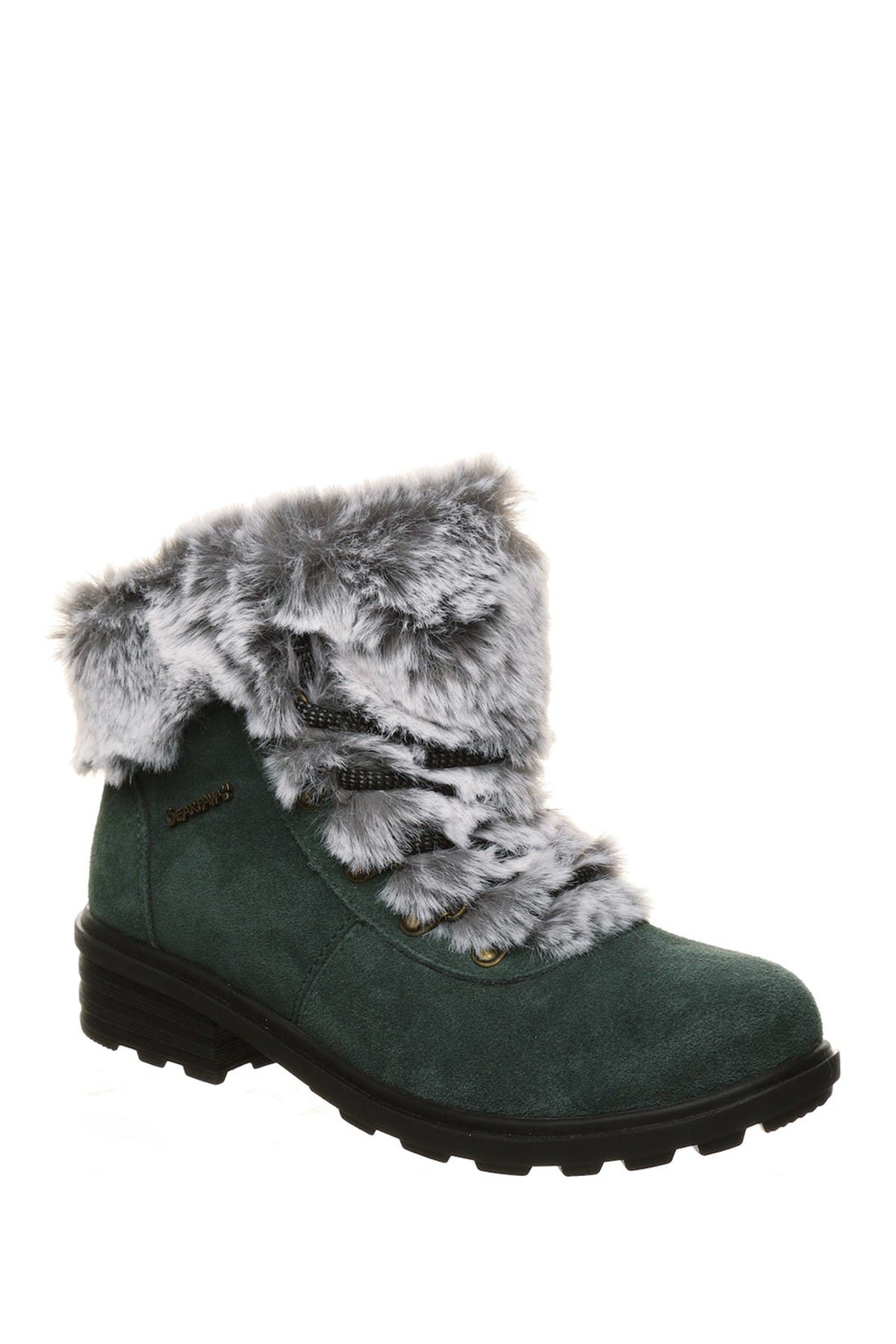 faux fur lace up boots