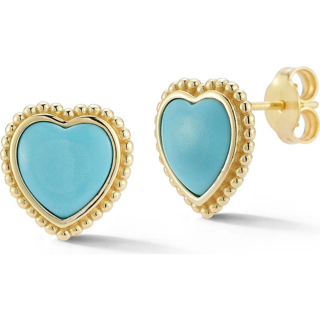 Sphera Milano 14k Over Silver Heart Studs In Gold/blue
