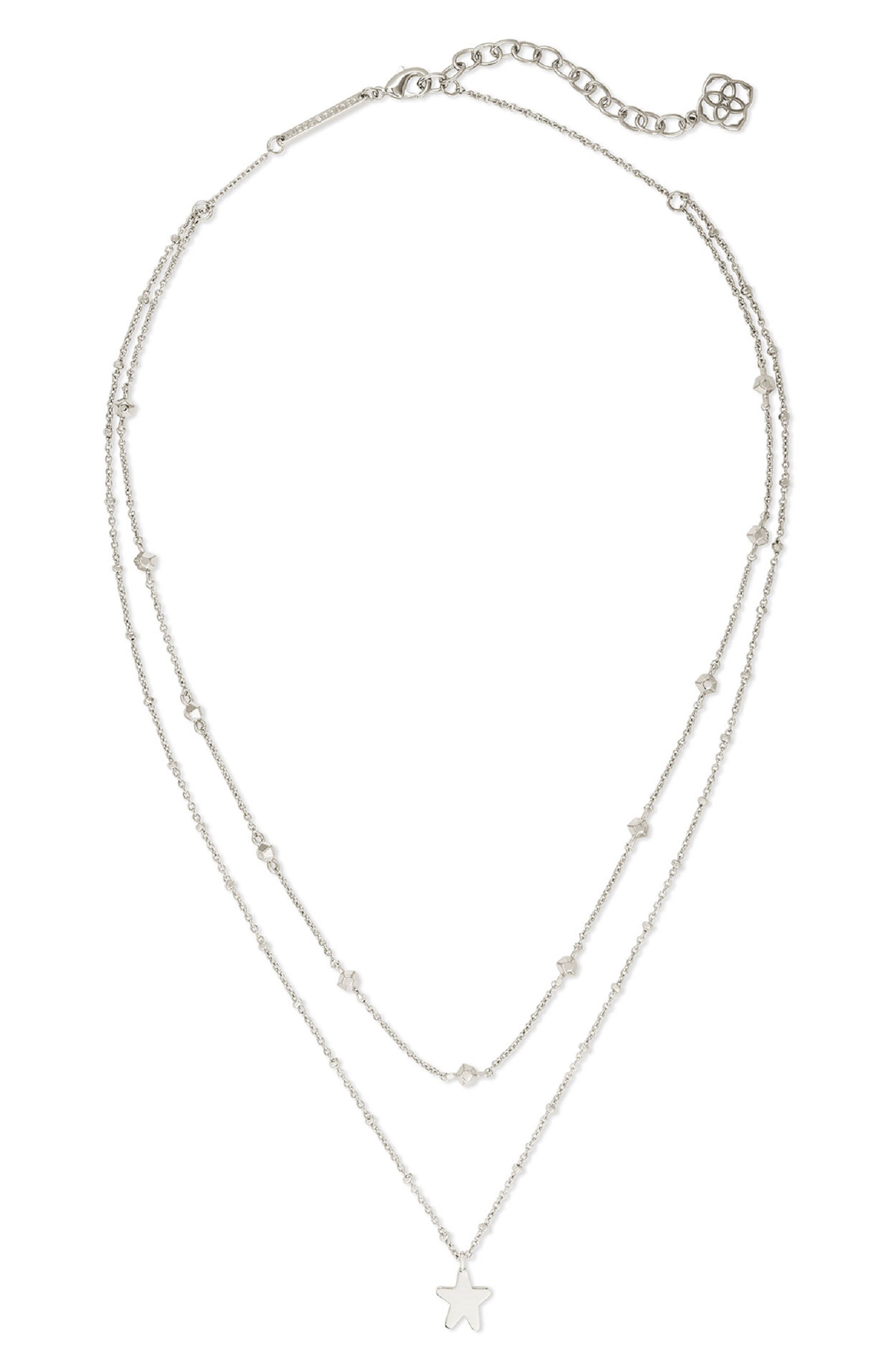 Kendra Scott Jae Star Crystal Pendant Necklace, White Rhodium