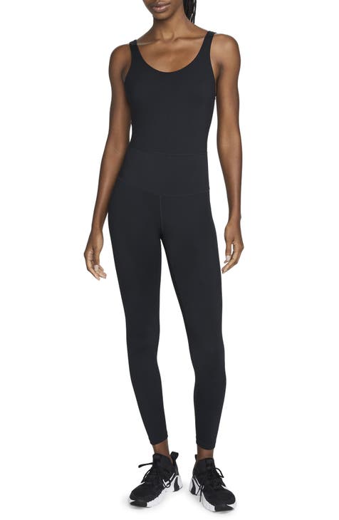 Women's Nike Air Romper XS Pink Jumpsuit Shorts Long Sleeve Half Zip Black