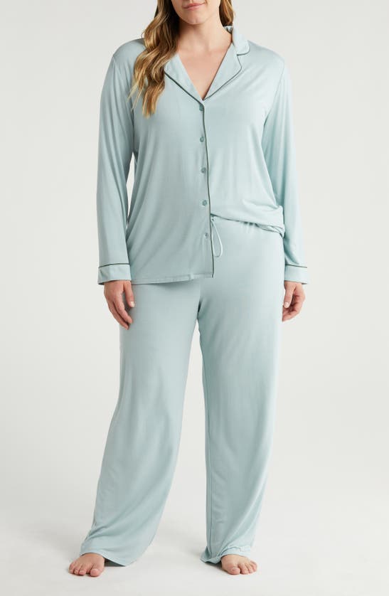 Shop Nordstrom Moonlight Eco Knit Pajamas In Teal Mist
