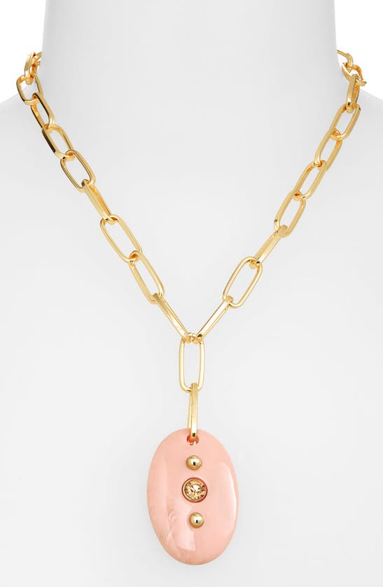 Shop Nordstrom Rack Stone & Stud Resin Pendant Necklace In Blush- Gold