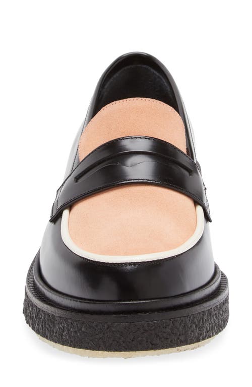 Shop Adieu Colorblock Penny Loafer In Black/strawberry/ivory