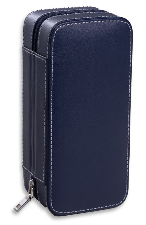 Bey-berk Leather Watch Travel Case In Blue