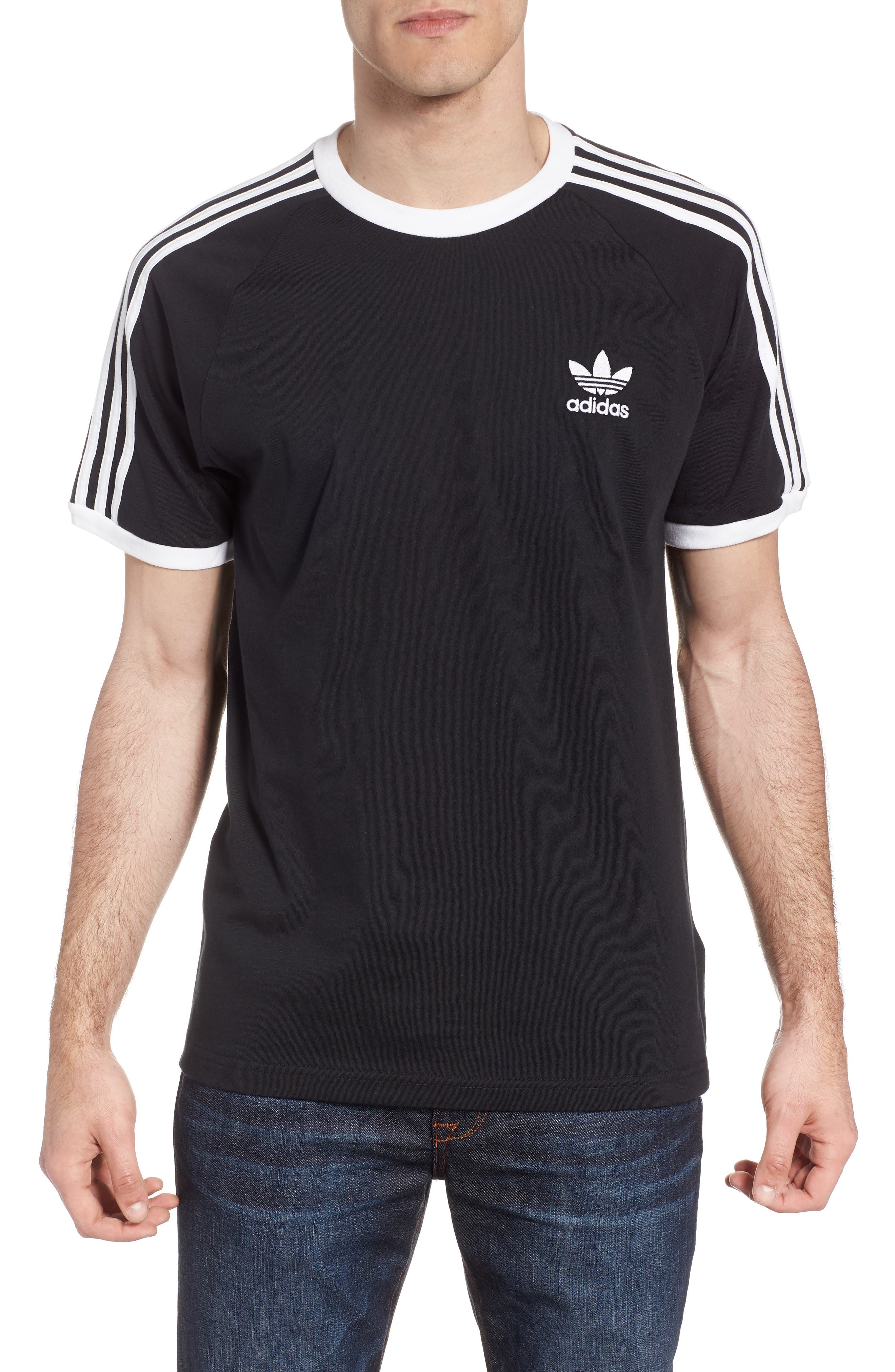 UPC 191027121004 product image for Men's Adidas Originals 3-Stripes T-Shirt, Size Small - Black | upcitemdb.com