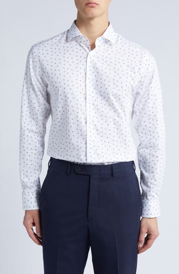 Trim Fit Non Iron Elderberry Print Dress Shirt