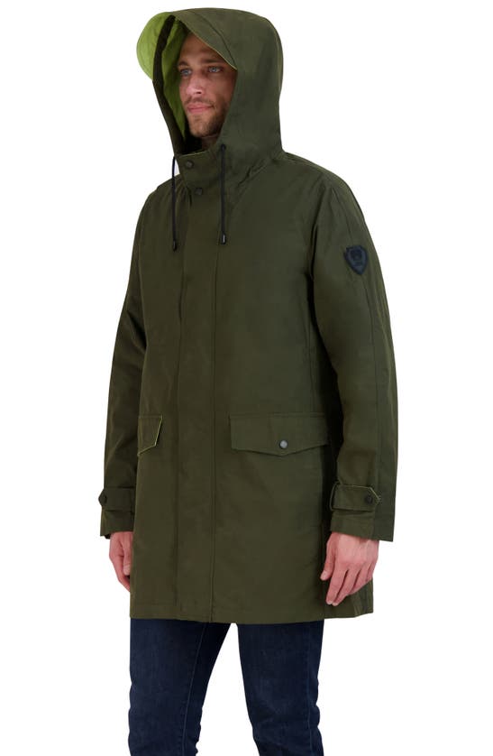 Shop Vince Camuto Water Resistant Hooded Jacket In Olive Lime