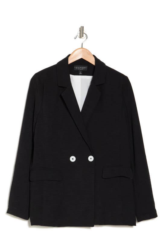 Laundry By Shelli Segal Airflow Double Breasted Blazer In Black