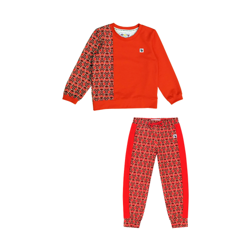 Mixed Up Clothing Boys Crewneck Sweatshirt And Jogger Pants Set In Red Multicolor