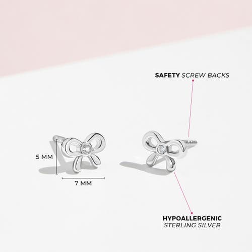 In Season Jewelry Delicate Cubic Zirconia Bow Earrings In Silver