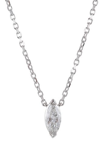 Badgley Mischka Collection Marquise Lab Created Diamond Pendant Necklace In 0.25 Ctw White Gold