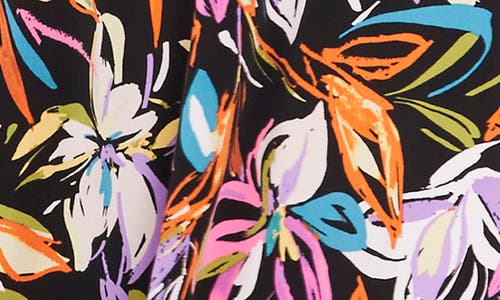 Shop Chaus Floral Tie Waist A-line Dress In Black/multi