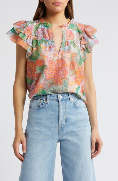 Rails Calista Floral Flutter Sleeve Top Tropics at Nordstrom,