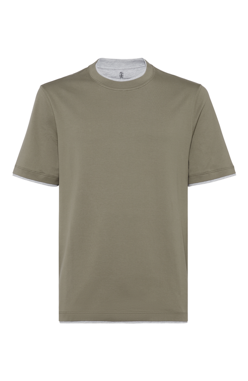 Shop Brunello Cucinelli T-shirt With Faux-layering In Olive