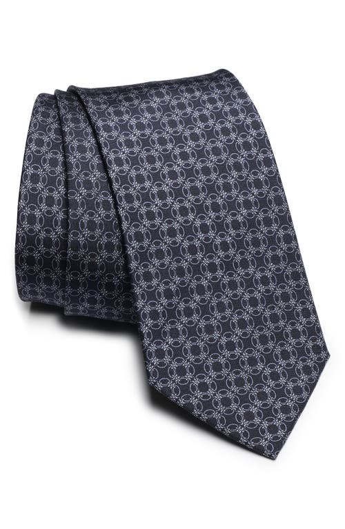 Jack Victor Prospect Chain Link Print Silk Tie in Navy 