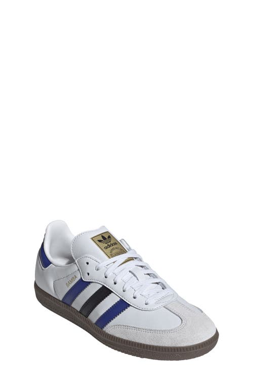 Shop Adidas Originals Adidas Kids' Samba Sneaker In Crystal White/blue/gold