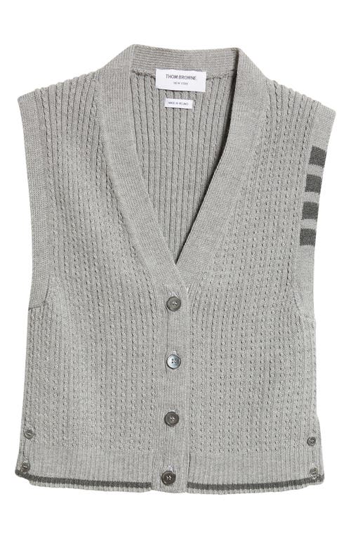 Shop Thom Browne 4-bar Cable Virgin Wool Crop Vest In Light Grey