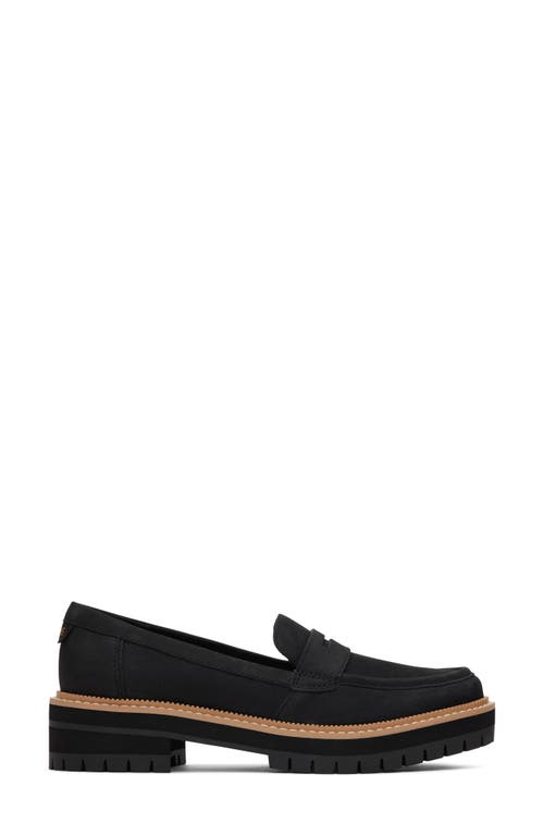 Toms Cara Platform Penny Loafer In Black
