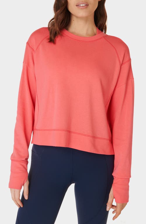 After Class Cotton Blend Crop Sweatshirt in Coral Pink