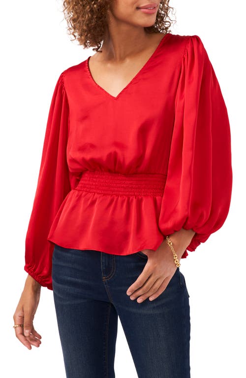 Vince Camuto Smocked Peplum Blouse Vermillion at Nordstrom,