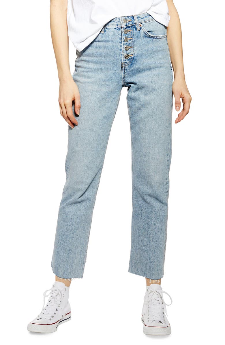 Topshop High Waist Button Fly Straight Leg Jeans | Nordstrom