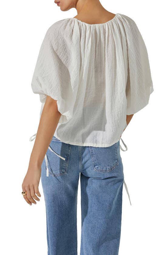 Astr Puff Sleeve Side Tie Top In White