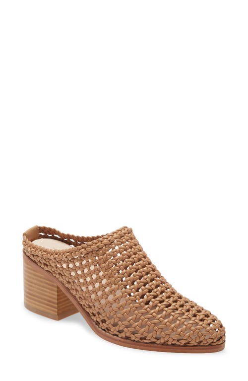 INTENTIONALLY BLANK Caps Woven Mule in Tan Faux Leather
