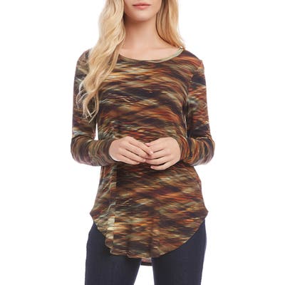 Karen Kane Printed Shirttail Top, Green