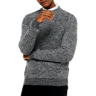 Topman Jaspe Crewneck Sweater, Grey