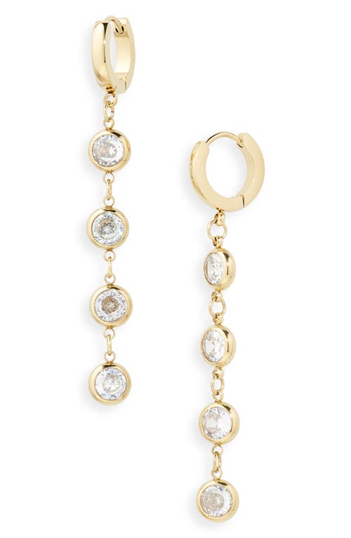 Ava Linear Drop Huggie Hoop Earrings in Gold