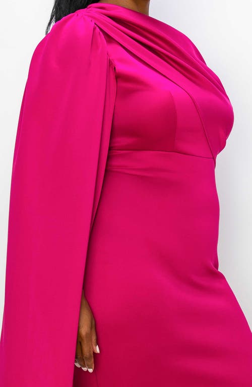 Shop L I V D Spade One-shoulder Cape Dress In Magenta