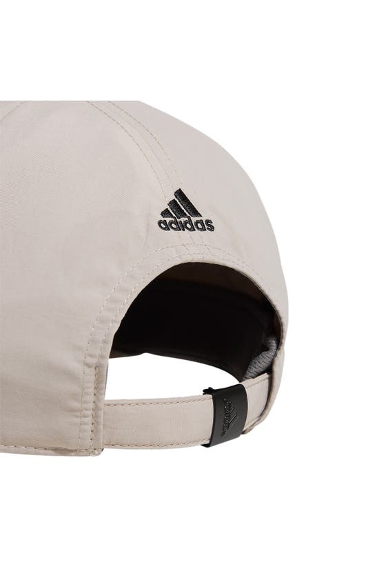 Shop Adidas Originals Relaxed Tripe Stripe Snapback Cap In Wonder Beige/ Black