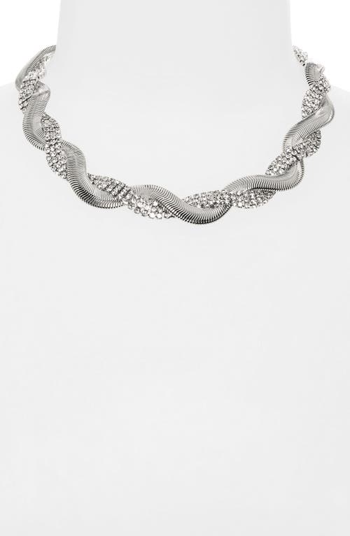 Shop Nordstrom Rack Crystal & Snake Chain Twisted Necklace In Clear- Rhodium