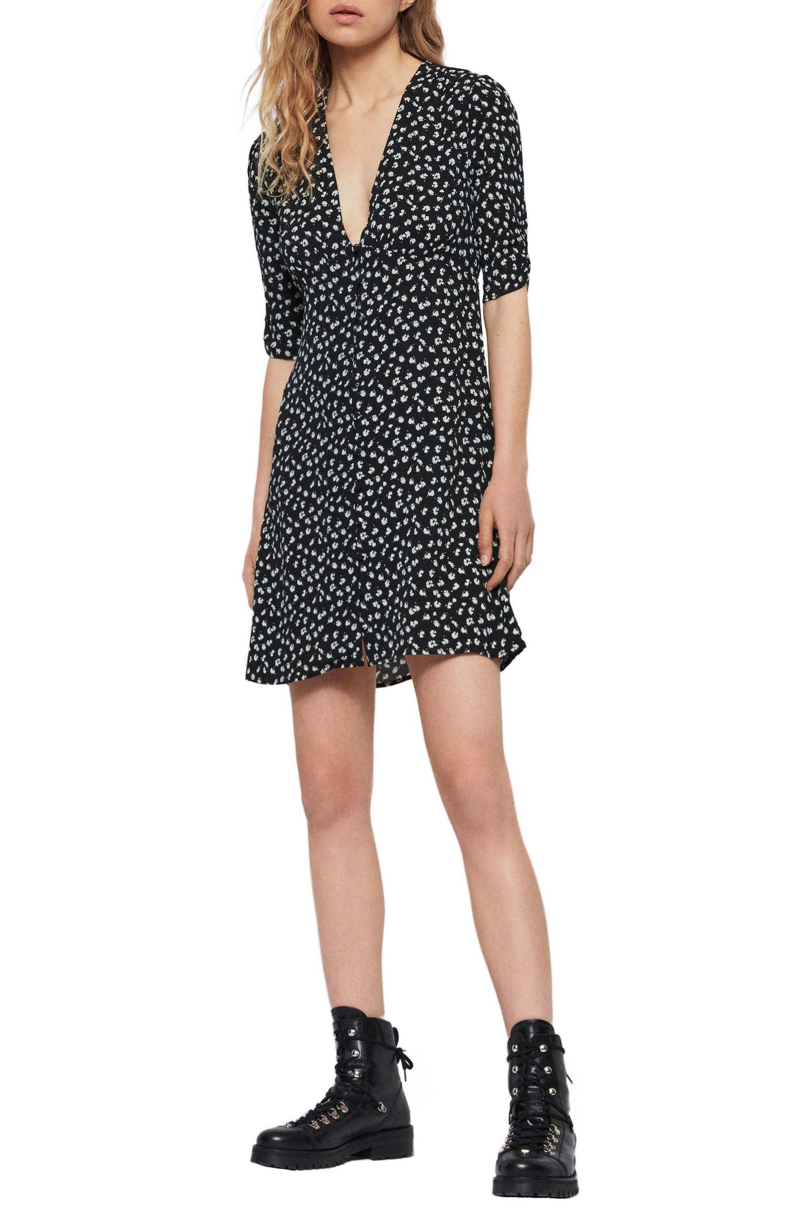 Allsaints Kota Scatter Dress, Black