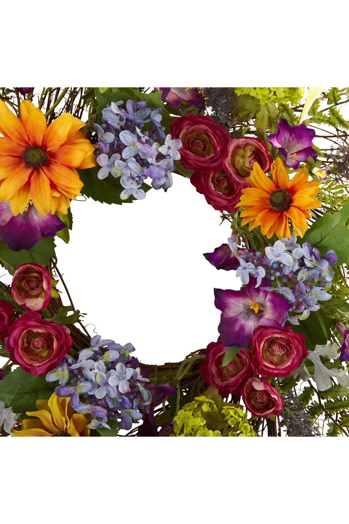 Nearly Natural Multi 24" Spring Garden Wreath With Twig Base In Open Miscellaneous