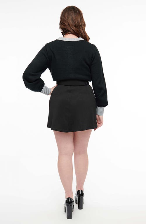 Smak Parlour Belted Easy Does It A-line Mini Skirt In Black & Silver Celestial