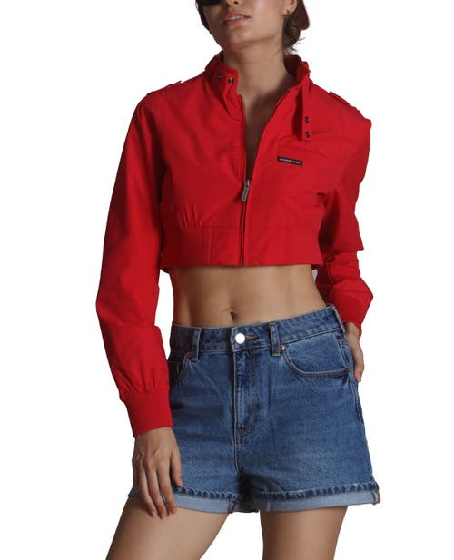 Members Only Mini Cropped Racer Jacket In Red