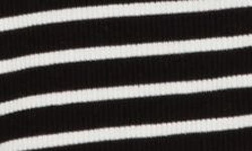 Shop Elodie Stripe Stretch Cotton Open Collar Button Top In Black/white Stripe