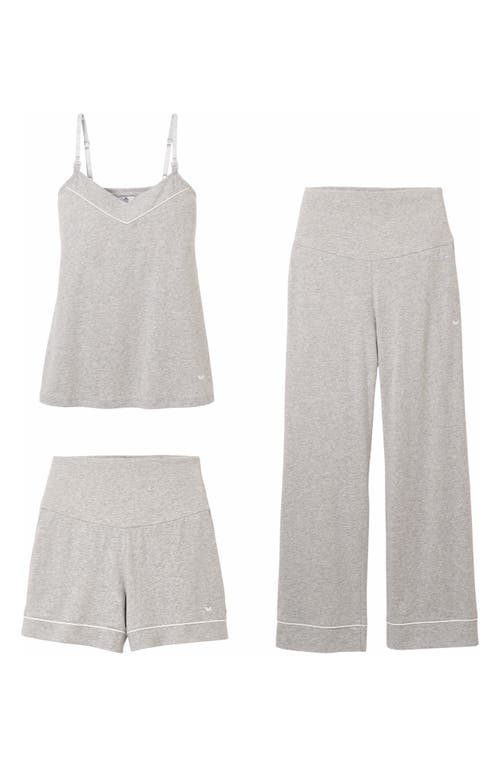 Petite Plume 3-Piece Cotton Maternity Set in Heather Grey at Nordstrom, Size X-Large