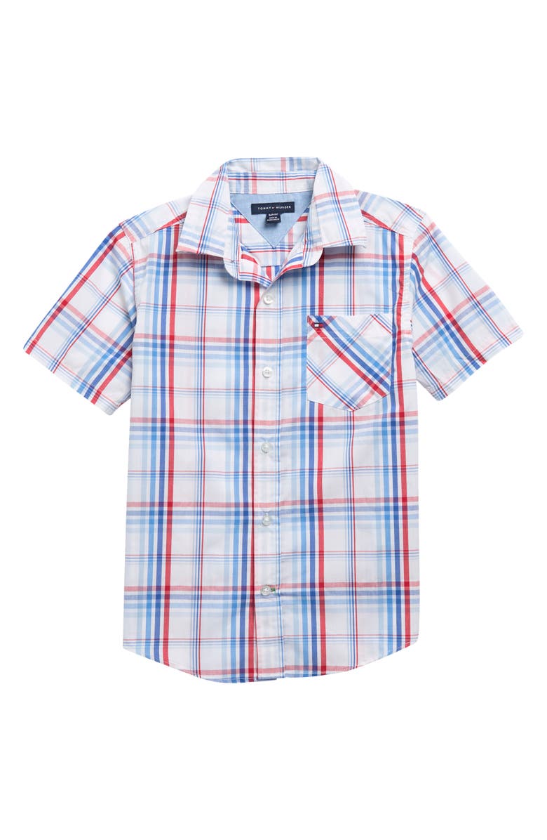 Tommy Kids' Short Sleeve Plaid Button-Up Shirt | Nordstromrack