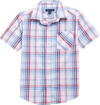 Anvendt Glat taxa Tommy Hilfiger Kids' Core Short Sleeve Plaid Button-Up Shirt | Nordstromrack