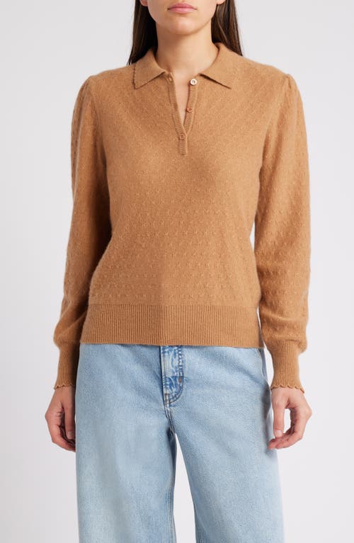 Shop Frame Cashmere Polo Sweater In Camel