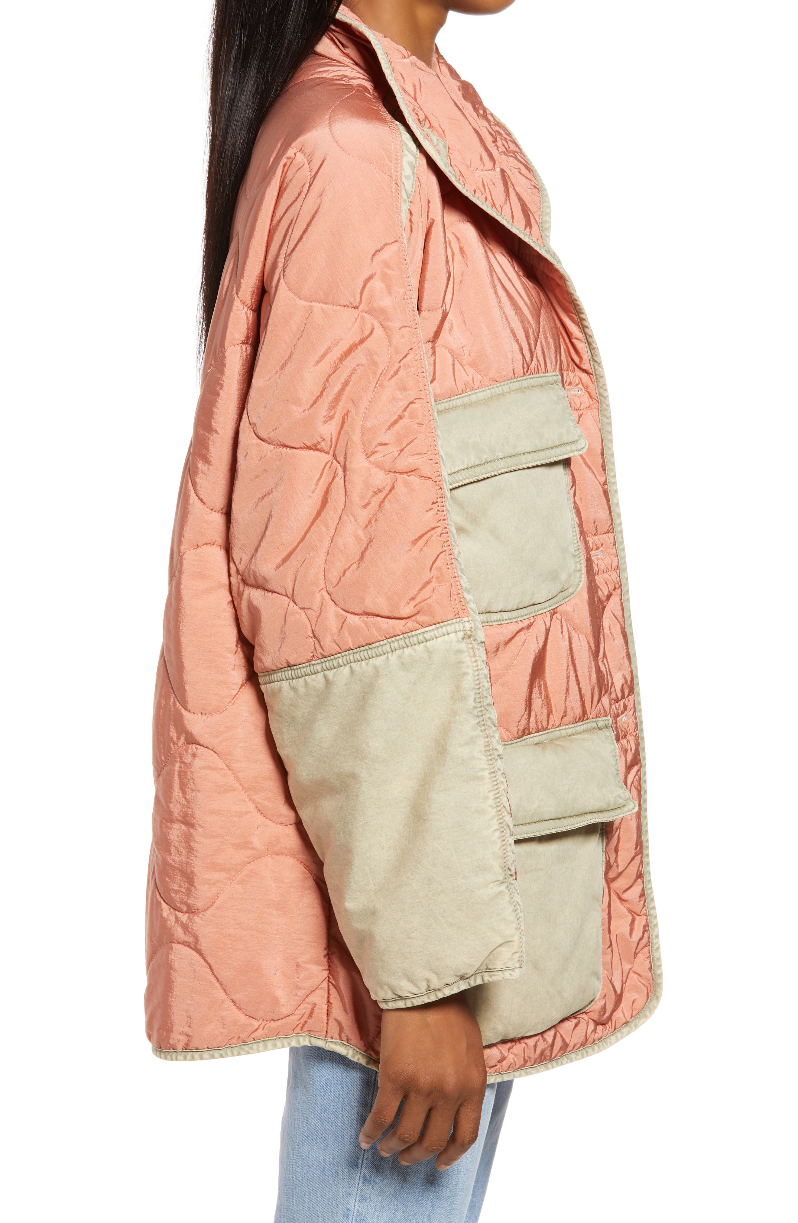 Free People Mixed Military Dolman Jacket - Orange - Fur Jackets