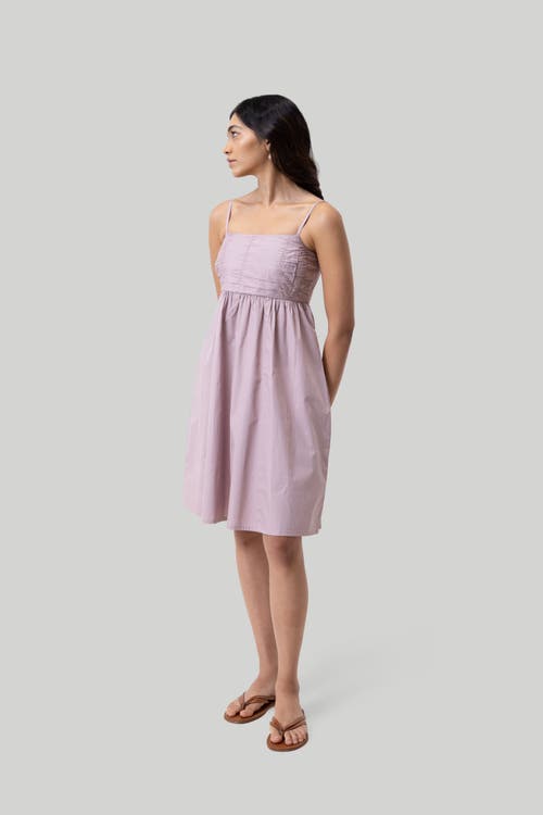 Shop Reistor Ruched Strappy Mini Dress In Poplin Pink