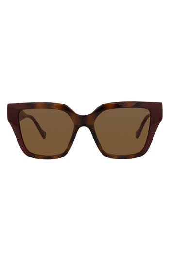 Gucci 54mm Rectangular Sunglasses In Havana Burgundy Brown