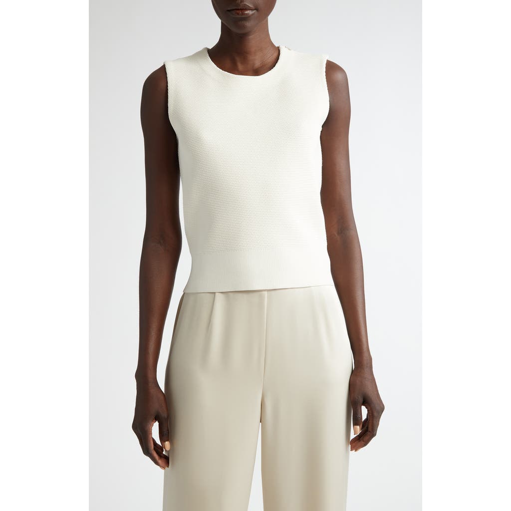 St. John Collection Piqué Knit Shell in Ecru