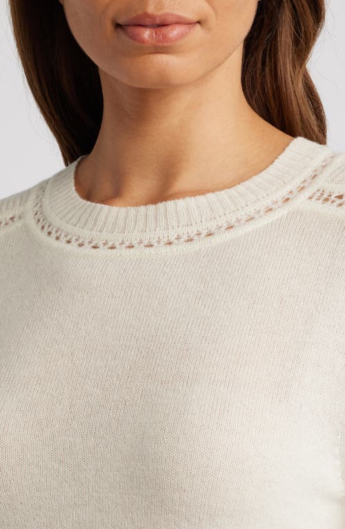 Shop Griffen Open Stitch Trim Wool & Cashmere Sweater In Ivory